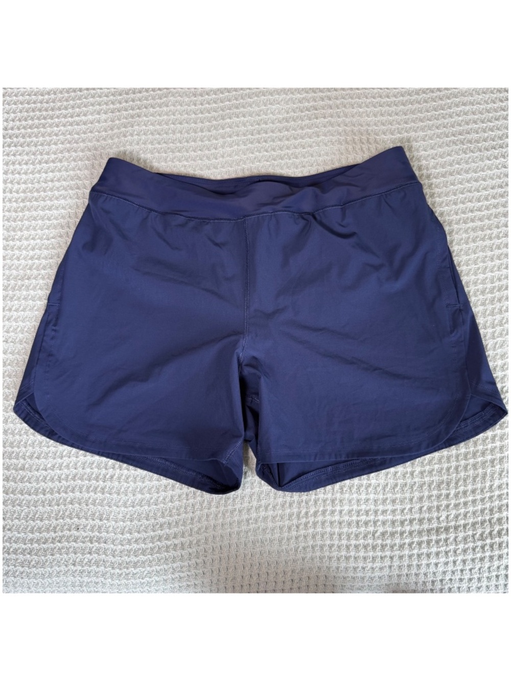 Lands End 5" Swim Shorts With Panty Womens Large 14-16 Navy Blue Modest Bottoms